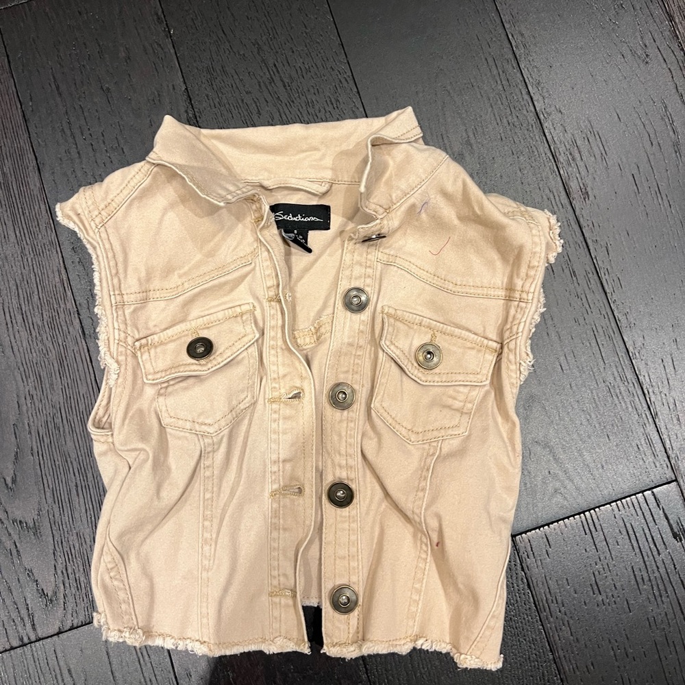 Beige Crop Vest